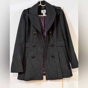 Worthington Women’s Small Charcoal Double-Breasted Trench Coat